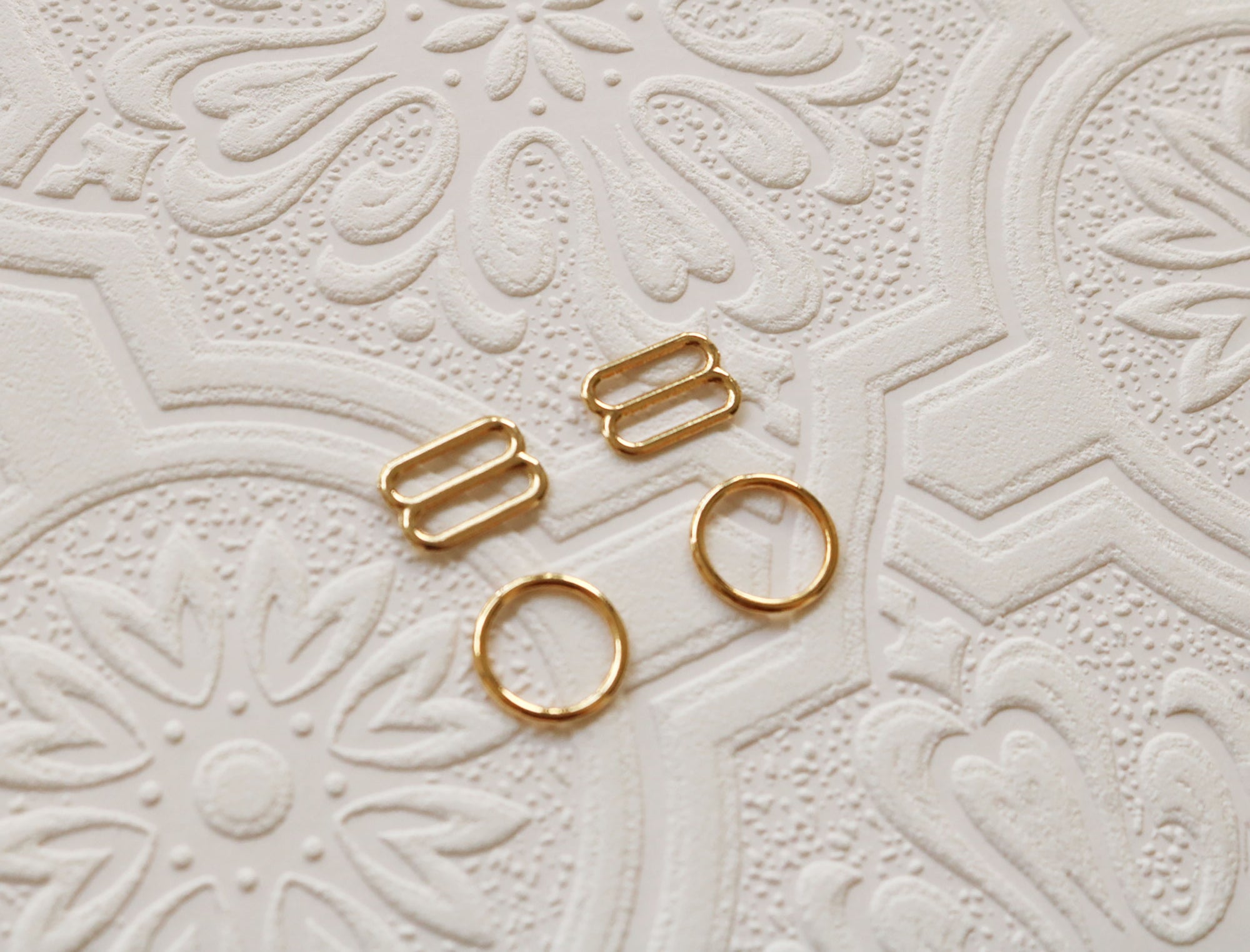 22K Gold-Plated Rings and Sliders for Bra Making, 1/2"