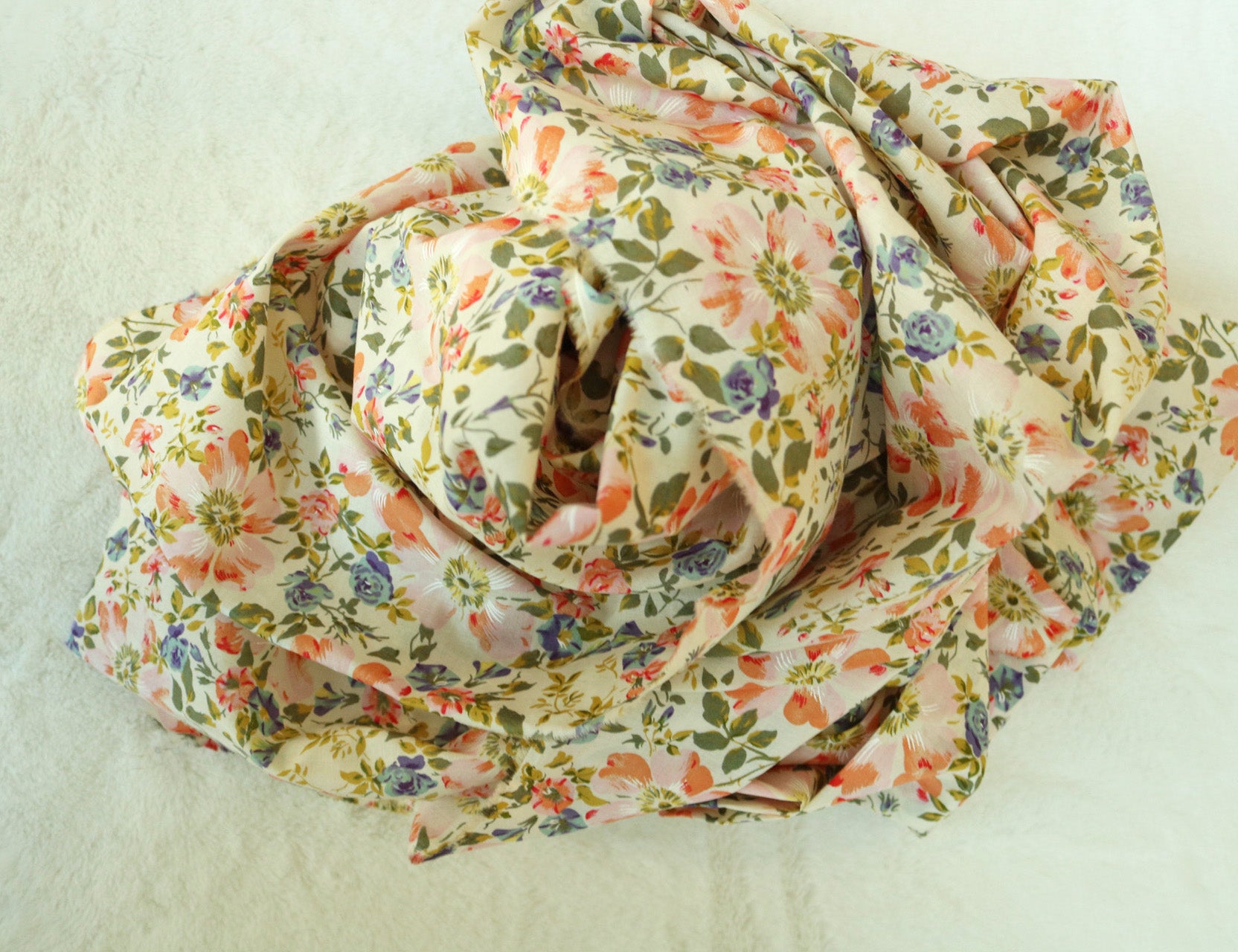 Yellow/Pink Cotton Floral Voile Fabric